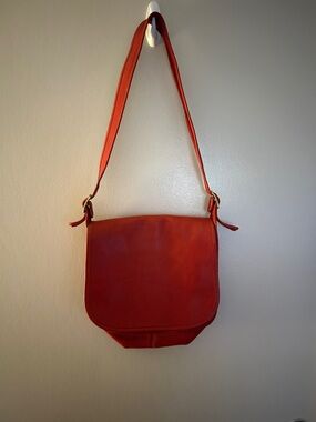 Coach Red Leather Flap Crossbody Bag